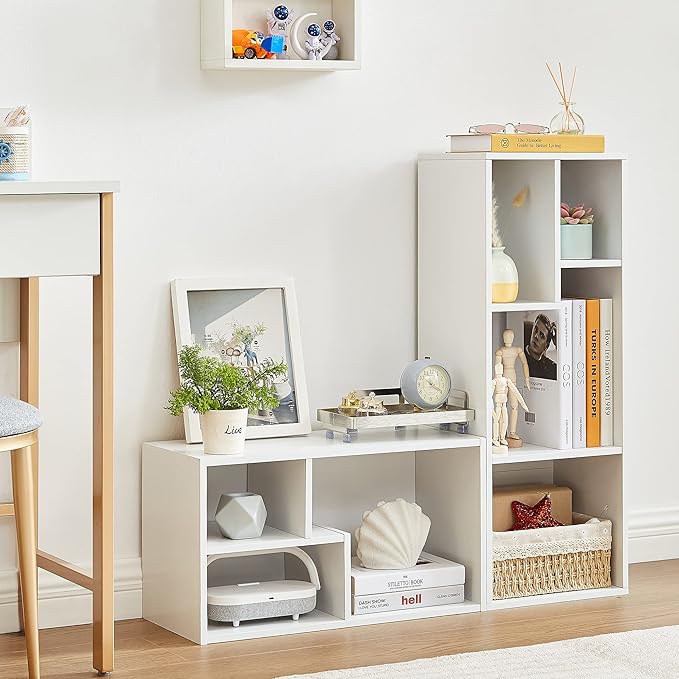 VECELO Small White Bookshelf, 3 Cube Shelf, Fits Tallest Hardcovers, Horizontal Available, Modern Storage Organzier for Small Spaces, Kids, White
