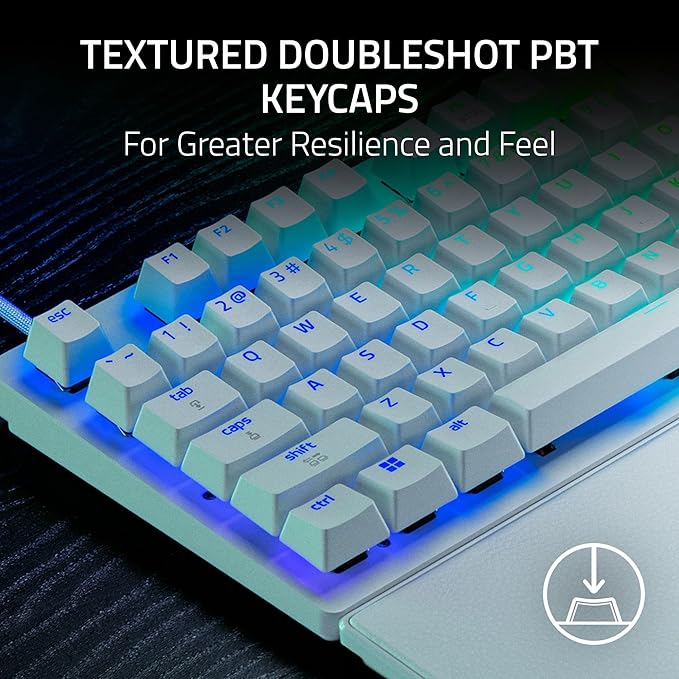 Razer Huntsman V3 Pro TKL 8KHz Esports Gaming Keyboard: Analog Optical Switches Gen 2-8000 Hz Polling Snap Tap - Rapid Trigger - Adjustable Actuation - Media Controls - PBT Keycaps - White