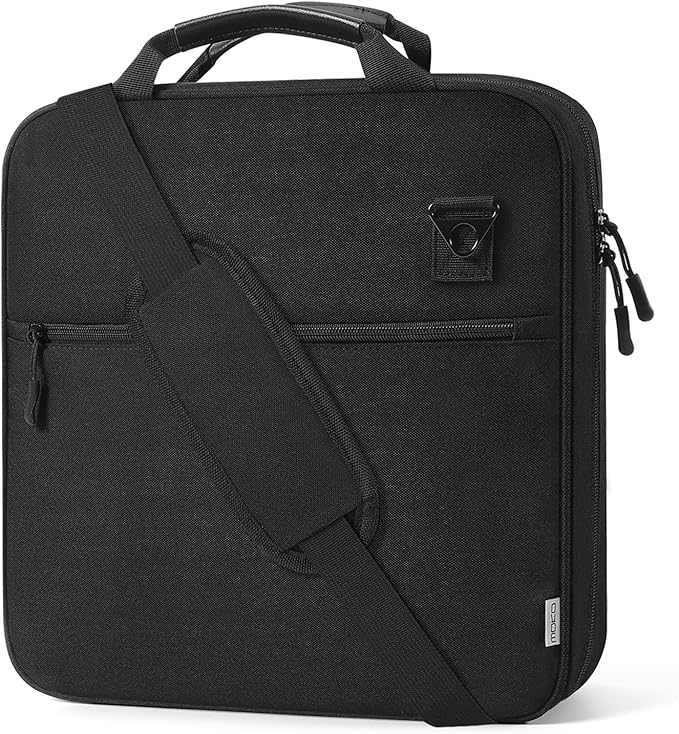 MoKo Zipper Binder, 2 Inch 3 Ring Binder with 500 Sheets Capacity & Shoulder Strap & Handle, Multi-Pocket Zipper Organizer for Middle School, Black
