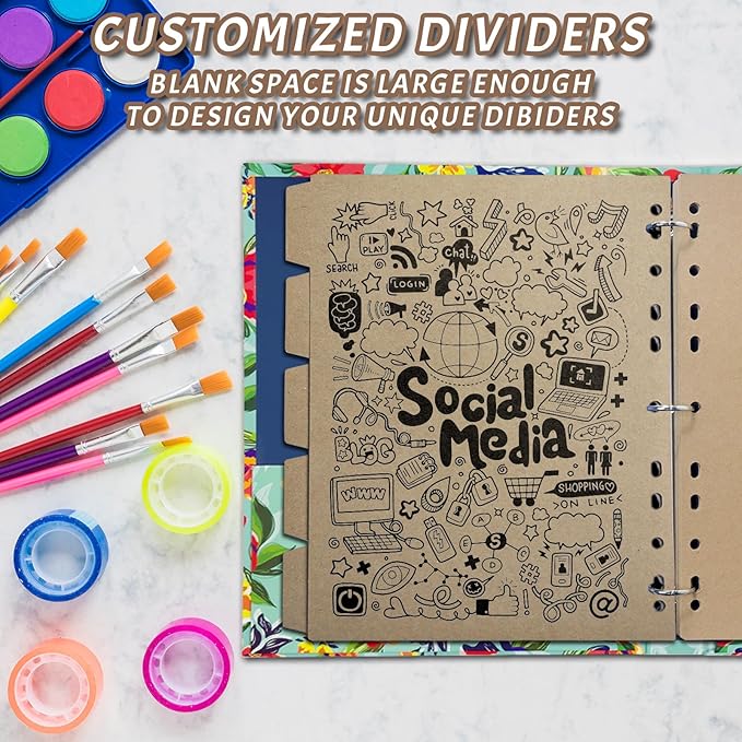 Kraft Binder Dividers,8.5 x 11 inches Binder Dividers with 5 Tabs, 20 Sheets Tab Dividers for 2/3/4 Ring Binder, Great for School Office Home Files Organizing