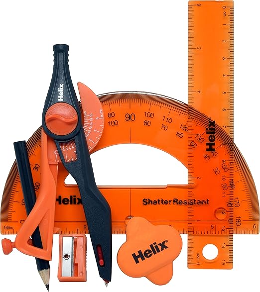 Maped - Helix Super School Kit (36008) (Colors May Vary) - Perfect for All Students - Measuring Dimensions for Design Projects - Convenient Carrying Pouch - Includes Carrying Pouch
