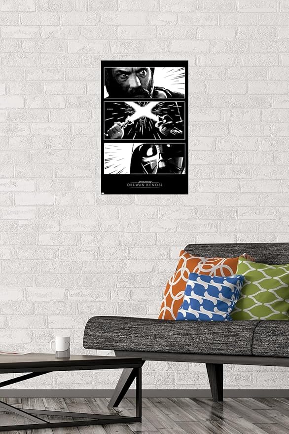 Trends International Star Wars: Obi-Wan Kenobi - Panels Wall Poster, 14.725" x 22.375", Premium Poster & Mount Bundle