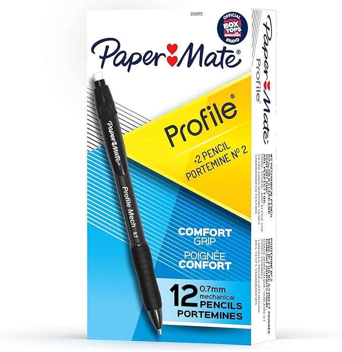 Paper Mate Profile Mech Mechanical Pencil 0.7mm #2 Pencil Lead Great for Office Supplies Classroom Supplies Drawing Pencils Sketching Pencils Black 12 Count
