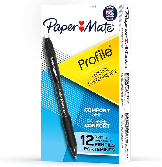 Paper Mate Profile Mech Mechanical Pencil 0.7mm #2 Pencil Lead Great for Office Supplies Classroom Supplies Drawing Pencils Sketching Pencils Black 12 Count