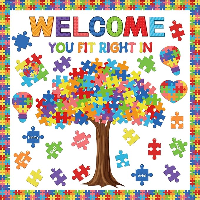 Motivational Bulletin Board Decoration Set Classroom Positive Inspirational Accents Decor Puzzle Pieces Cutouts for Chalkboards Welcome Back to School Bulletin Boards Craft Home Wall(Puzzle Pieces)