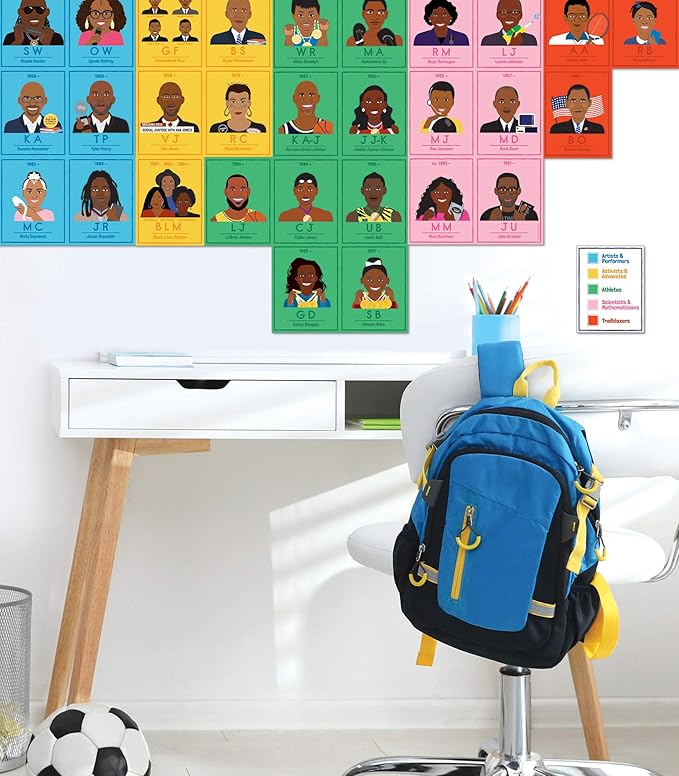 Carson Dellosa 15 pc Inspiring African American Leaders Bulletin Board Set, Periodic Table of 63 Activists, Athletes, Politicians, Artists and More, Black History Month Decorations and Classroom Decor