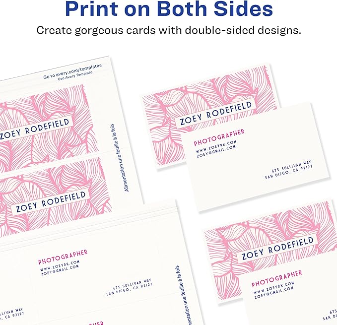 Avery Clean Edge Printable Business Cards with Sure Feed Technology, 2" x 3.5", White, 90 Blank Cards for Inkjet Printers (28878)