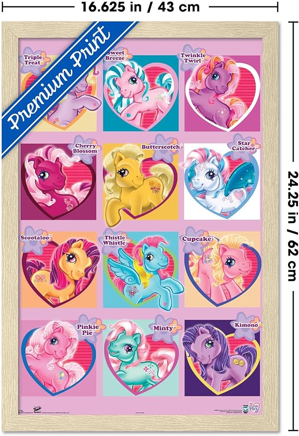 Hasbro My Little Pony - Chart Wall Poster, 22.4L" x 14.7W", Blonde Framed Version