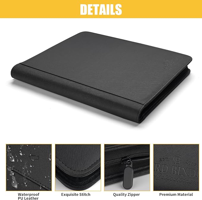 Toploader Binder,Toploader Hard Cases, 9-Pocket Pages Sleeves Hold up 288 Cards.Toploader Card Binder with Sleeves for “3×4” rigid，Card Holder(black)