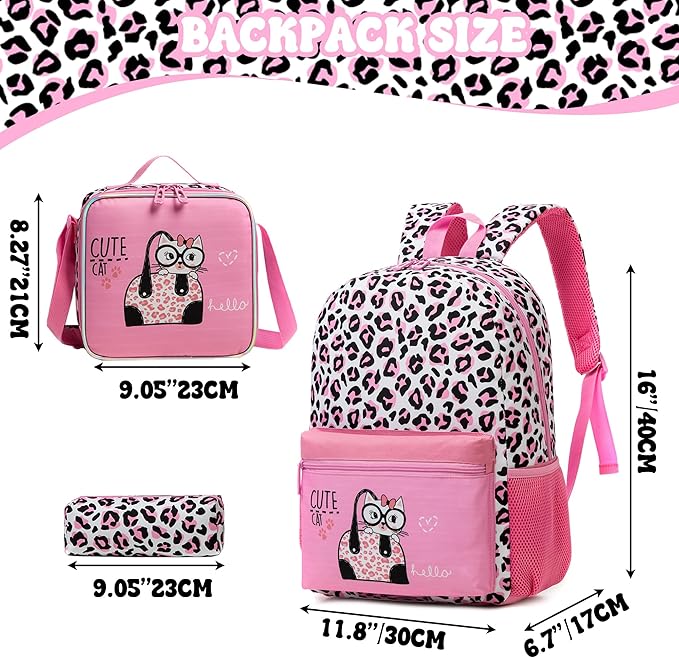 Backpack for Girls Backpack 10-12 Years Old Kids Backpacks for Girls Leopard Aesthetic Backpacks for Elementary Teens Girl Back to School