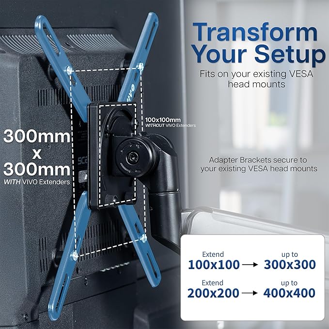 VIVO Steel VESA Extension Mount Adapter Brackets for Screens 32 to 55 inch LCD LED TV, Conversion Plate Kit for VESA up to 400x400mm (MOUNT-AD400B)