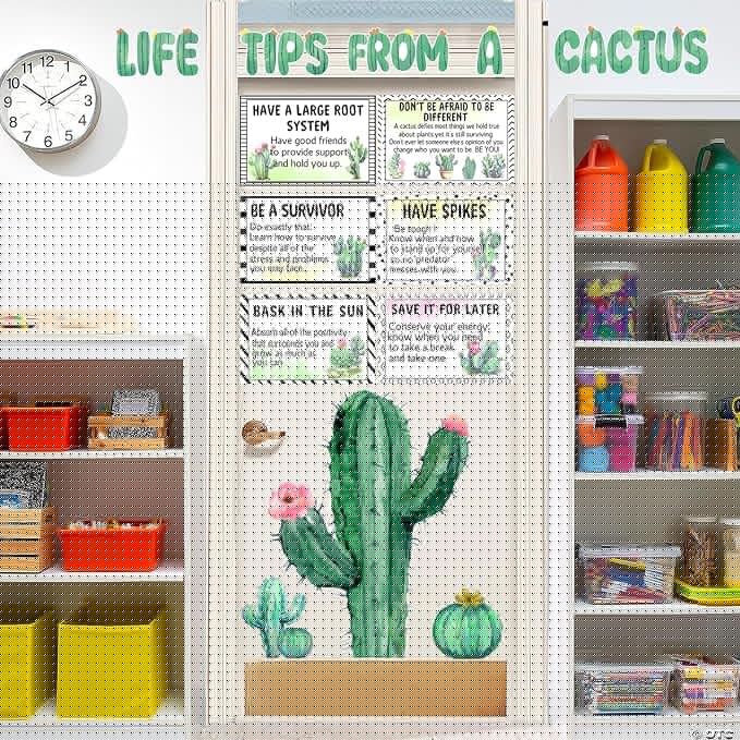 Cactus Bulletin Board Decorations Plant Motivational Bulletin Board Set for Back to School Decorations Succulent Classroom Decor