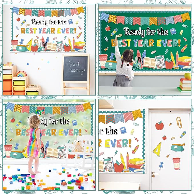Positive Back to School Bulletin Board Set Ready for The Best Year Ever Classroom Decorations Colorful Inspirational Paper Cutouts for Motivational Nursery Chalkboard Wall Door Decor Teacher Supplies