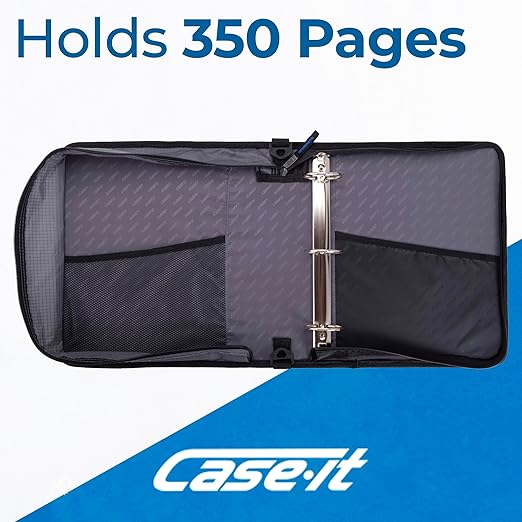 Case-it The Universal Zipper Binder - 2 Inch O-Rings - Padded Pocket Holds up to 13 Inch Laptop/Tablet - Multiple Pockets - 400 Page Capacity - with Shoulder Strap - Midnight Blue LT-007 (6 Pack)