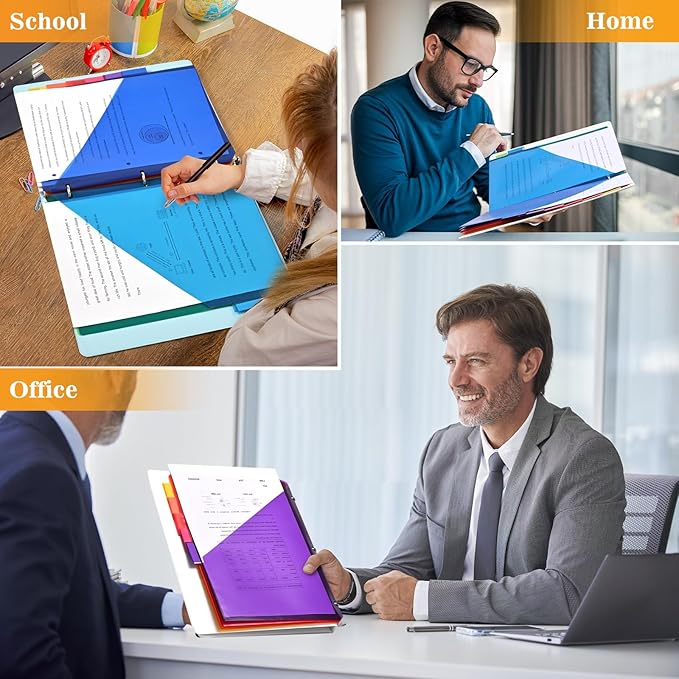 8-Tab Dividers for 3 Ring Binder, 48 Count Binder Dividers with Pockets, Subject Dividers, 3-Hole Plastics Sheets Protectors for US Letter Size in 0.5", 1",2" Binders, Vibrant 8 Color, 6 Packs