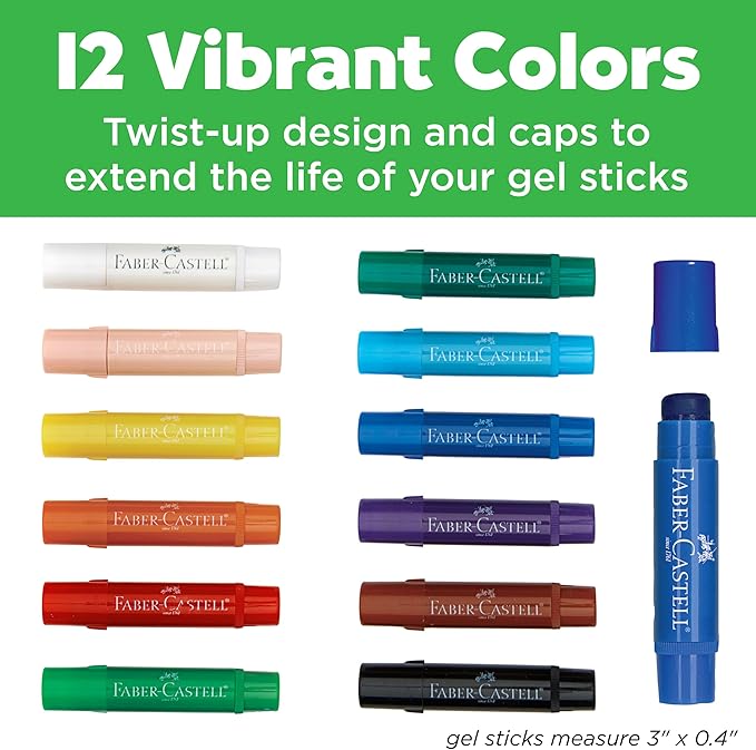 Faber-Castell Gel Stick School Pack - Multi-purpose Crayons - 240 Count - 12 Vibrant Colors