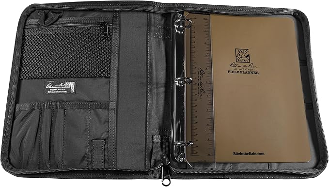 Rite in the Rain Weatherproof Starter Field Planner Kit, Black CORDURA fabric Cover, 1" Ring Binder, Ruler / Writing Guard (No. 9250B-MX)