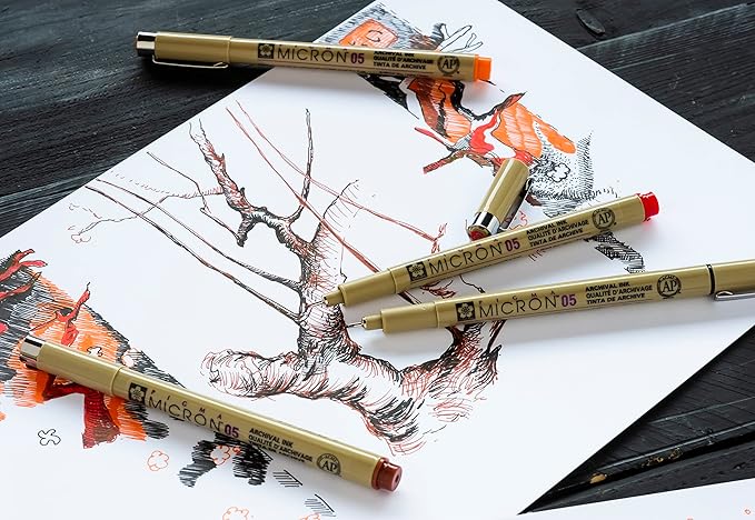 Sakura Pigma Micron pens 05 line Drawing 8 Color Set, Archival ink fineliner manga pen, Bible journaling Study kit