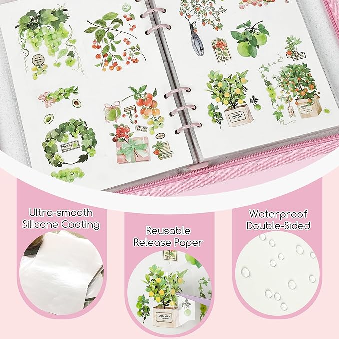 5-in-1 Sticker Organizer Book Reusable Sticker Collecting Binder Release Papers,40 PCS