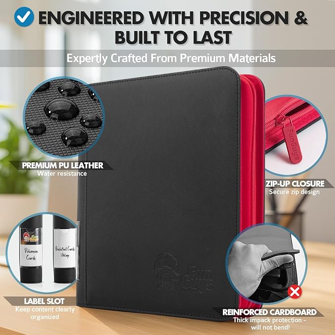 FunGuys Toploader Binder – 4 Pocket Trading Card Binder for 128 Top Loaders, Pokemon Card Binder, MTG, Yugioh, Sports Cards, TCG Storage Album, Zipper Card Collector Folder