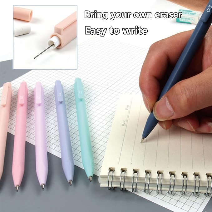 42 Pcs Big Capacity Pencil Pouch with Aesthetic School Supplies, 12 Pastel Highlighters, 5 Black Ink Gel Pens, 6 Mechanical Pencils Set 0.5 & 0.7mm, Sticky Notes, Stationary Set for Student(Black)