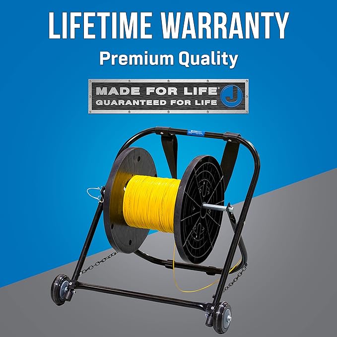 Jonard Tools CC-2721WS High Durability Steel Cable Caddy with Wheels and Pull Strap, Holds Cable Reels Up to 20” Diameter and 100 lbs Capacity,Black