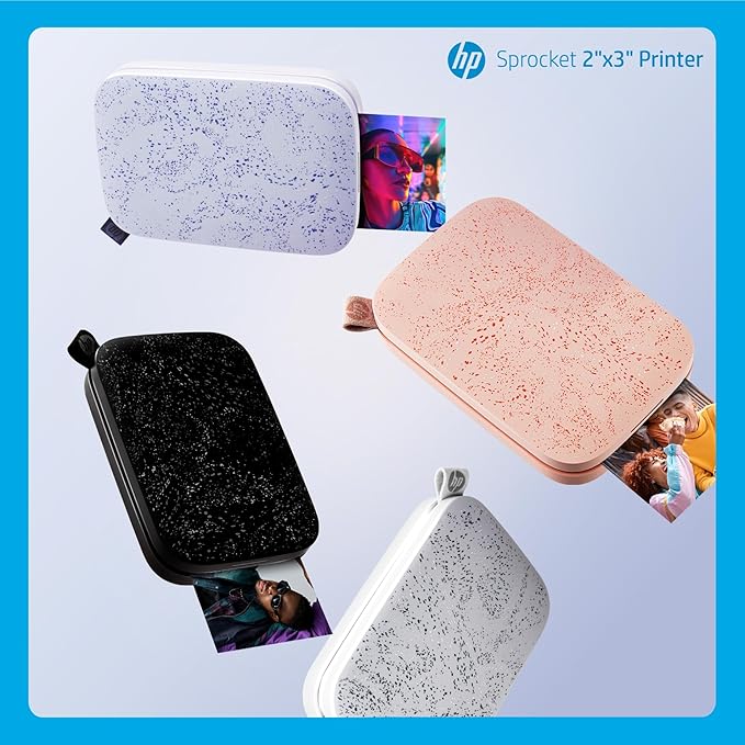 HP Sprocket Portable 2x3 Instant Photo Printer (Black Noir) Print Pictures on Zink Sticky-Backed Paper from Your iOS & Android Device.