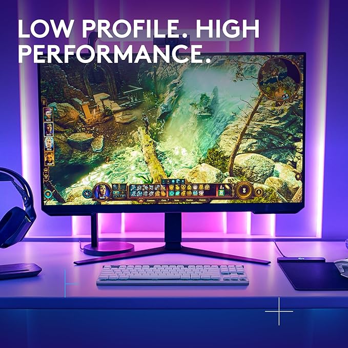Logitech G515 Lightspeed TKL Low Profile Wireless Gaming Keyboard, LIGHTSYNC RGB, Thin Tenkeyless Design, PBT Keycaps, Tactile (Brown) Mechanical Switches - White