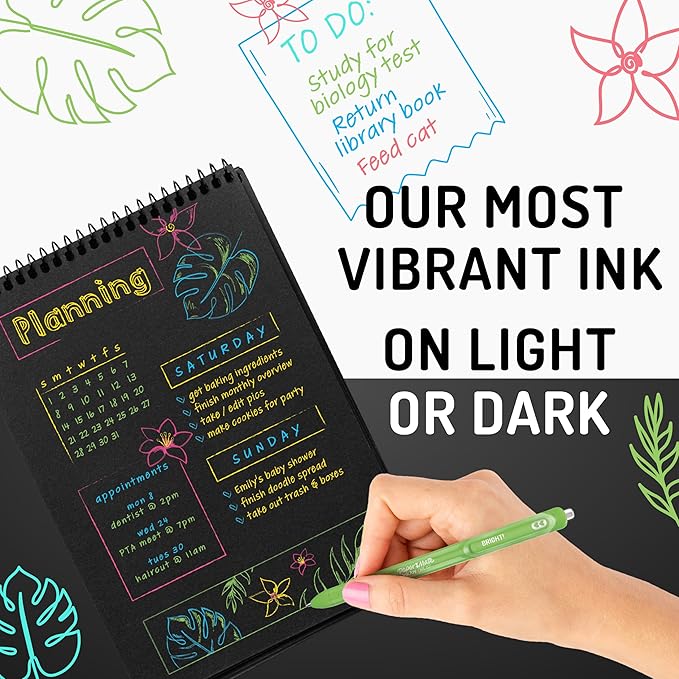 Paper Mate InkJoy Bright Gel Pens Medium Point (0.7mm) Retractable Assorted Opaque Ink Comfortable Grip Vivid Colors, (Pack of 12)