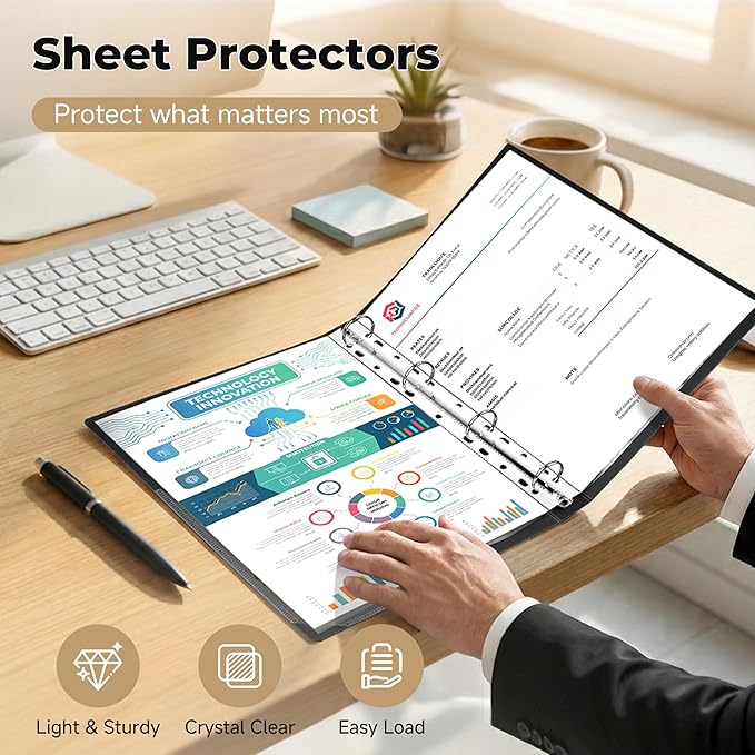 1080 Pack Clear Sheet Protectors 8.5 x 11 Inch, Plastic Page Sleeves for 3 Ring Binder, Transparent Letter-Size Document Covers, Top Loading, for Paper Documents, Home, School and Office Use