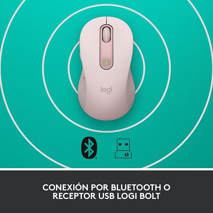 Logitech Signature M650 Wireless Mouse - for Small to Medium Sized Hands, 2-Year Battery, Silent Clicks, Customizable Side Buttons, Bluetooth, Multi-Device Compatibility - Rose (Renewed)