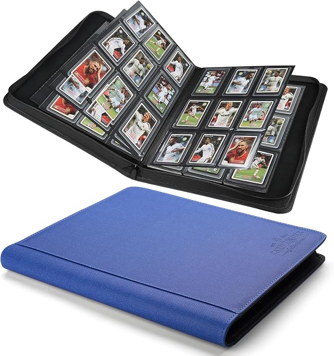 Toploader Binder,Toploader Hard Cases, 9-Pocket Pages Sleeves Hold up 288 Cards.Toploader Card Binder with Sleeves for “3×4” rigid，Card Holder(blue)