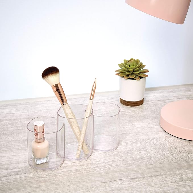 iDesign Trio Cup Vanity Cabinet Cosmetic Organizer, The Clarity Collection – 8.2” x 3” x 3.75”, Clear