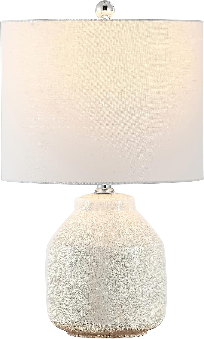 SAFAVIEH Lighting Collection Traken Modern Antique White Ceramic 22-inch Bedroom Living Room Home Office Desk Nightstand Table Lamp (LED Bulb Included)