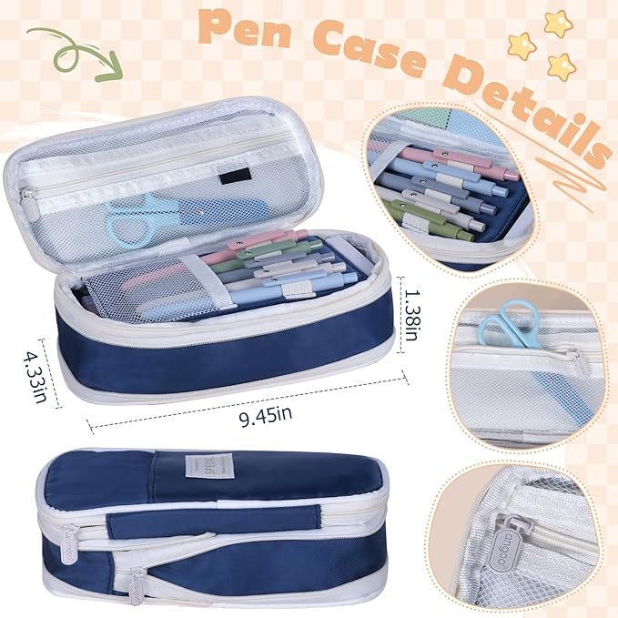 49Pcs Book Annotation Kit - Aesthetic School Supplies with Cute Pen Case Highlighters Gel Pens and Marker, Sheets Transparent Index Tabs Sticky Notes Bible Study Supplies(Dark Blue)