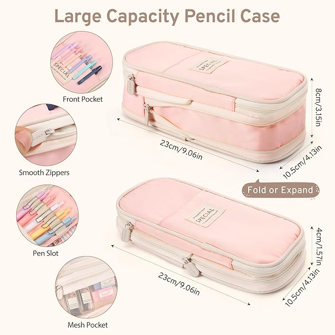 62PCS Aesthetic Stationery Set with Pencil Case, No Bleed Highlighters, Gel & Erasable Pens, Mechanical Pencils, Refills, Cute Supplies for Note Taking, Journaling & Bible Study, Pink