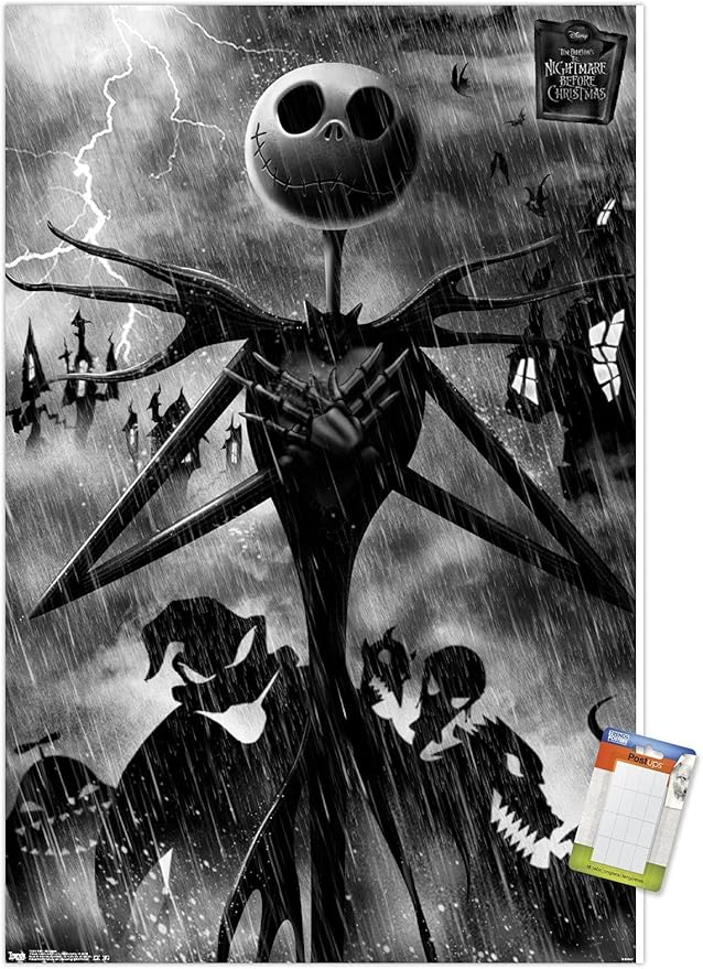 Trends International Disney Tim Burton's The Nightmare Before Christmas - Shadows Wall Poster, 22.4L x 14.7W, Premium Poster & Mount Bundle