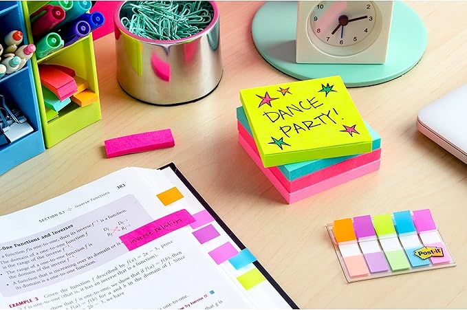 Post-it Super Sticky Notes, 3x3 in, 24 Pads/Pack, 70 Sheets/Pad, Amazon Exclusive Bright Color Collection, Aqua Splash, Acid Lime, Tropical Pink and Iris Infusion (Pack of 8)