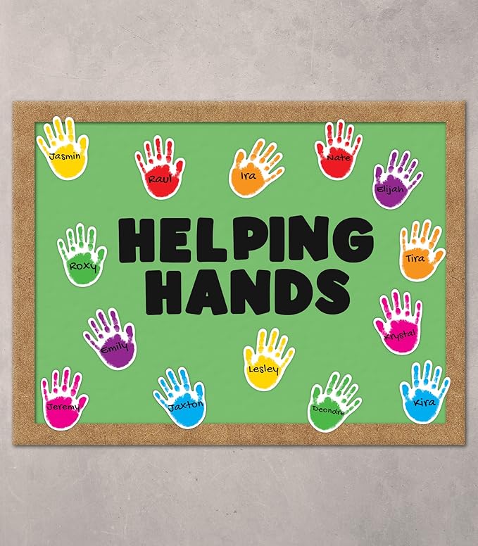 Carson Dellosa Colorful Helping Hands Bulletin Board Cutouts, Colorful Decor for Bulletin Board Decorations, Cubby, Chalkboard, Locker Decorations, Crafts, and Classroom Decor (42 pc)