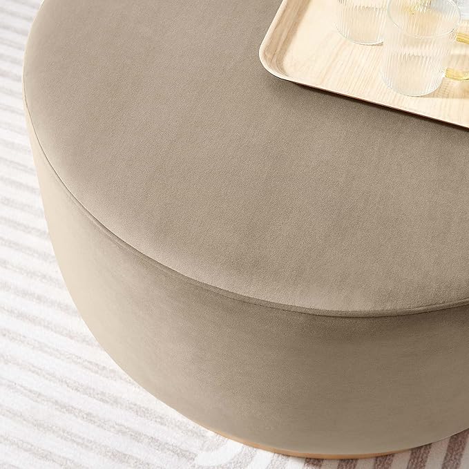 Modway Large 29" Round Performance Velvet Upholstered Upholstered Ottoman