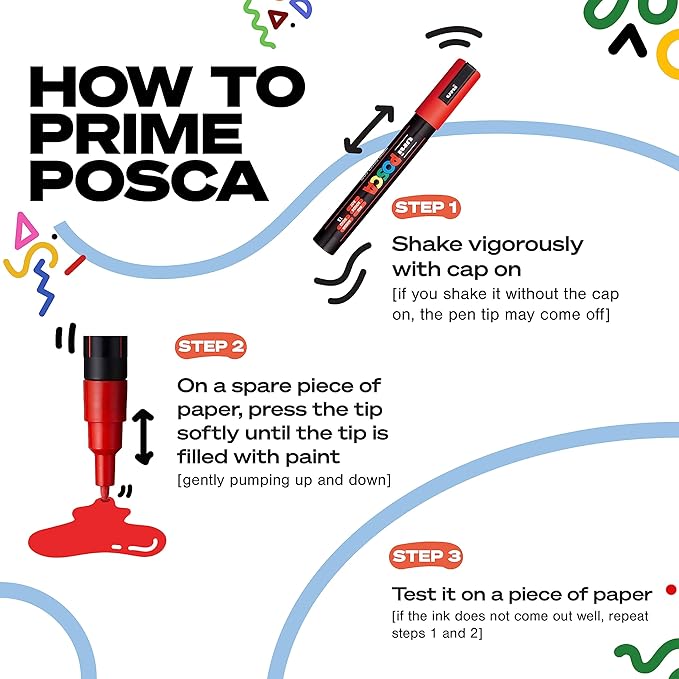 Posca Markers Set, 8 Medium Paint Markers 5M – Soft Tones – White, Sunshine Yellow, Apricot, Light Pink, Coral, Lavender, Light Blue, Aqua Green