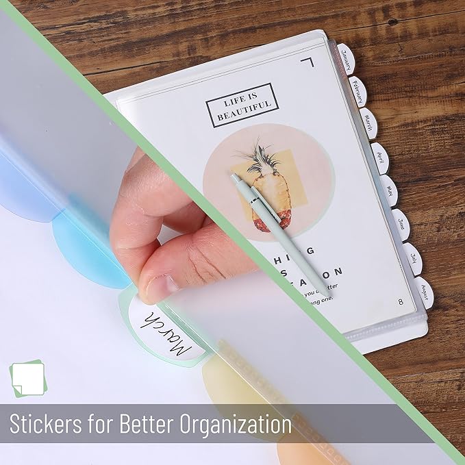 Mr. Pen- Clear Sheet Protectors with Tabs, 8 Tabs, 2 Sets, Clear Plastic Dividers for 3 Ring Binder, Insertable Index Page Divider Multicolor Tabs