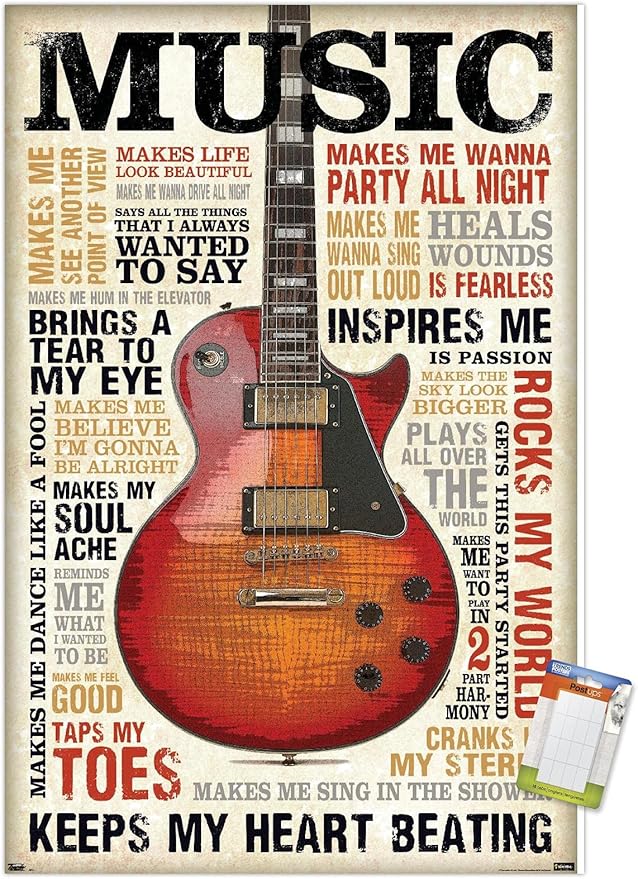 Trends International Music Inspires Me Wall Poster, 22.375" x 34", Poster & Mount Bundle