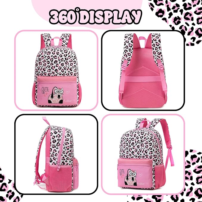 Backpack for Girls Backpack 10-12 Years Old Kids Backpacks for Girls Leopard Aesthetic Backpacks for Elementary Teens Girl Back to School