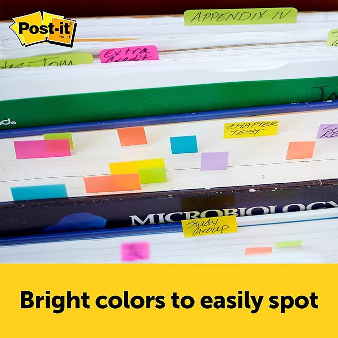 Post-it Page Markers, 1 in x 3 in, Ideal for Temporary Marking and Noting in Books, Assorted Colors, 100 Sheets/Pad, 3 Pads/Pack (5487) (Pack of 2)