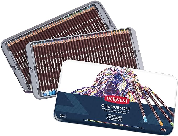 Derwent Colorsoft Pencils, 4mm Core, Metal Tin, 72 Count (0701029)