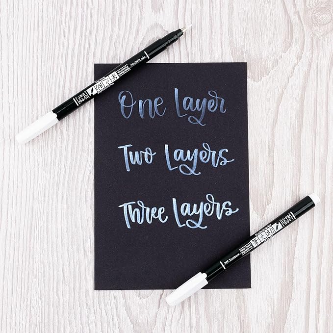 Tombow 62040 Fudenosuke Brush Pens, White 2-Pack