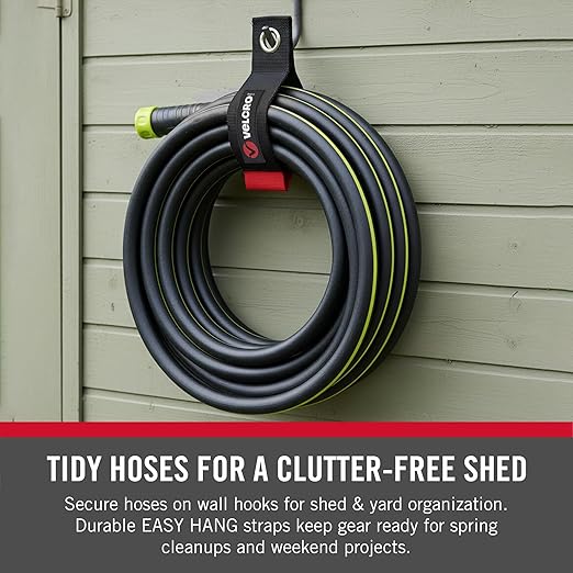 Velcro Brand Easy Hang Extension Cord Organizer Holder | Large 18" Heavy Duty Straps for Garage Organization and Storage Grommet Hangs Easily on Wall Hooks or Nails 2pk, Holds 100bs, Black