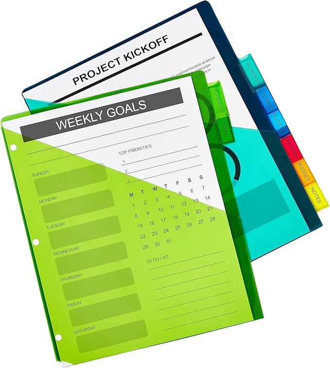Avery Dividers for 3 Ring Binders, 8-Tab Two-Pocket Plastic Binder Dividers, Multicolor (24 Sets of 11907)