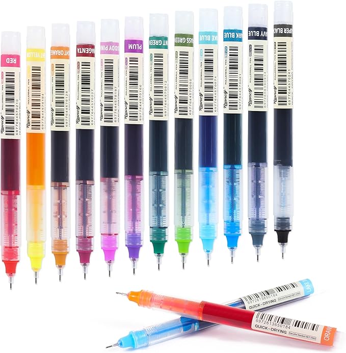 USUAL 12pcs Gel Ink Pens Liquid Ink Rollerball Multi Color Pen 0.5 mm Fine Point Smooth Writing Pens Cute Nurse Pen Back to School Supplies